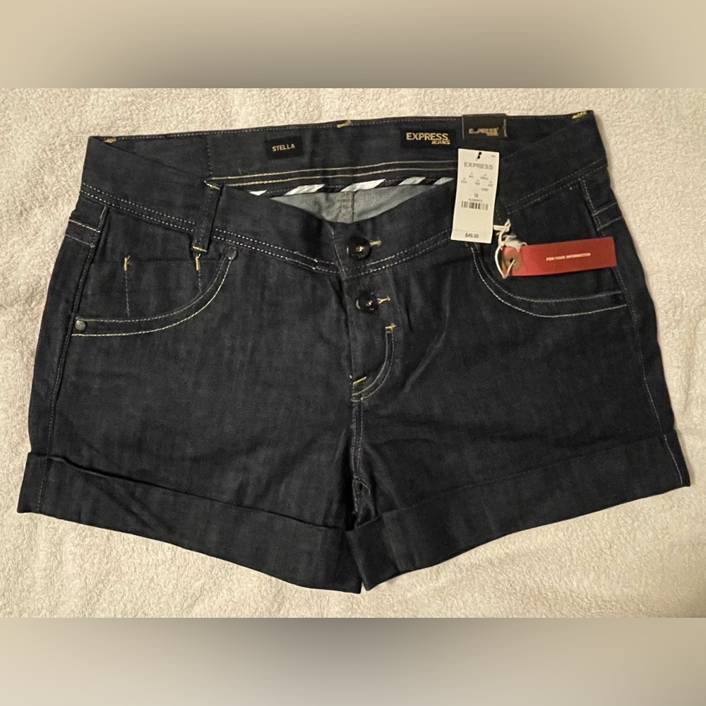 EXPRESS Jeans Shorts Dark Denim sz 10 NWT